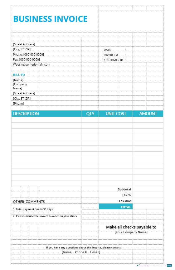 Download Basic Business Invoice Template Photoshop template